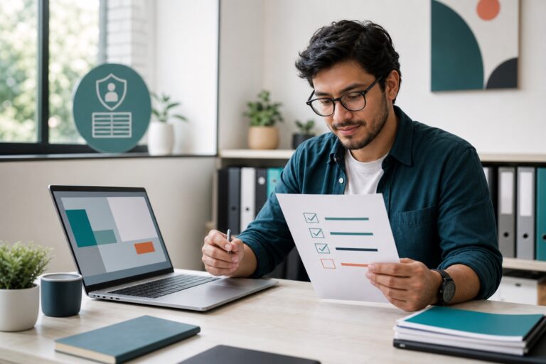 Profesional independiente revisando un checklist de preparación para la Ley 21.719 en Chile