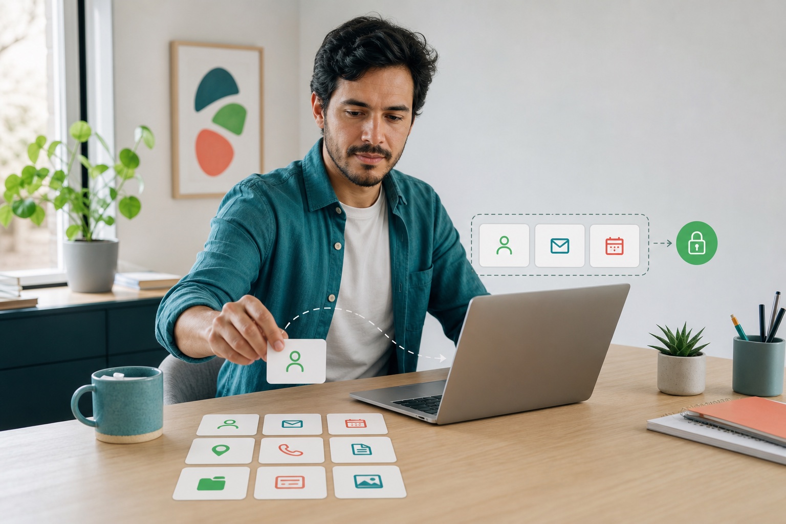 Profesional seleccionando solo la información necesaria para un registro protegido
