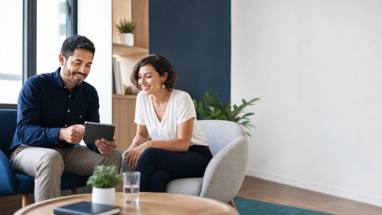 Portal para clientes y pacientes de FichApp en una conversación profesional