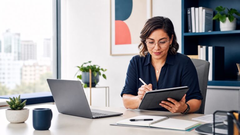 Software de gestión para profesionales y empresas en una oficina moderna