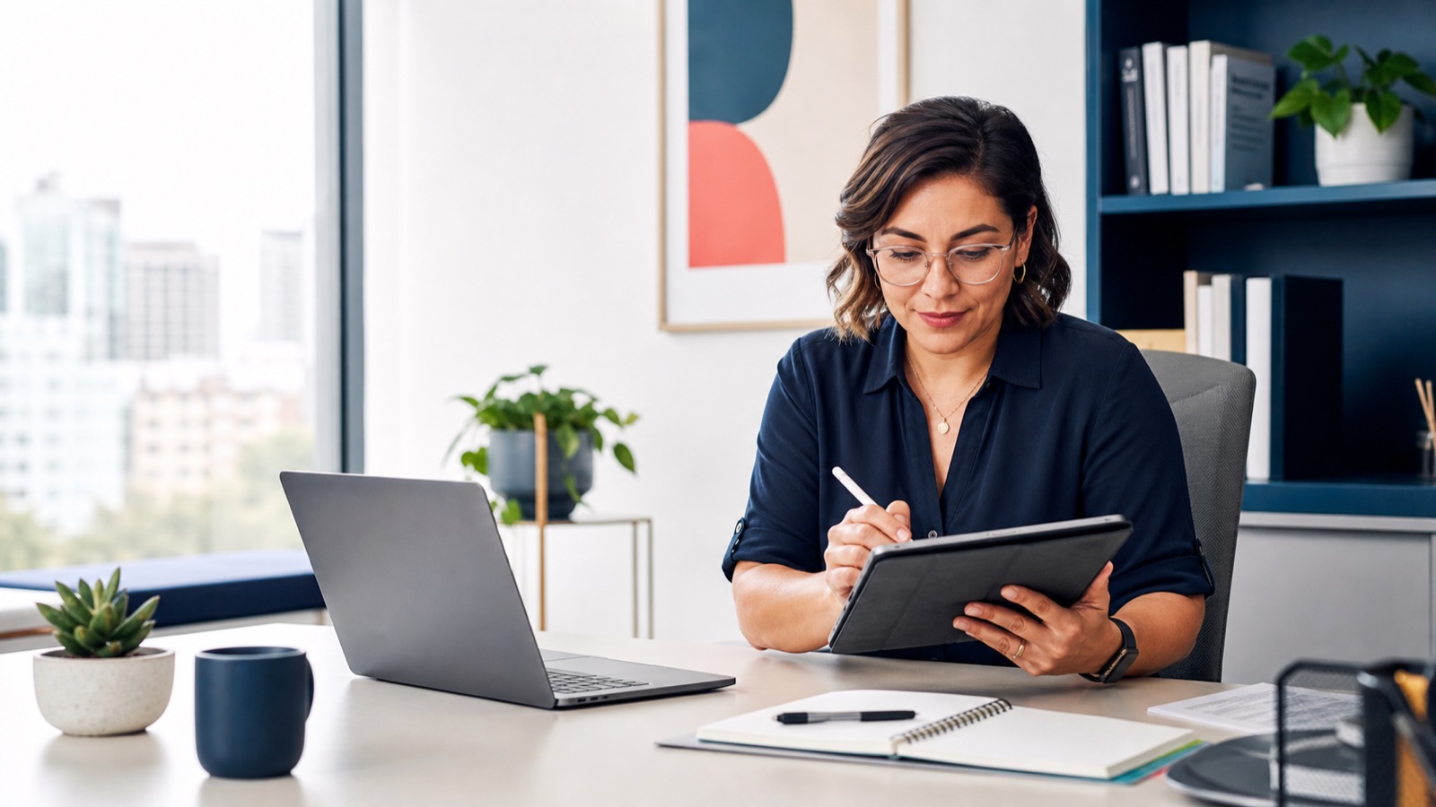 Software de gestión para profesionales y empresas en una oficina moderna